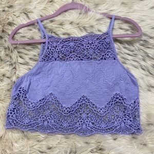 Tobi Purple Lace Crop Top